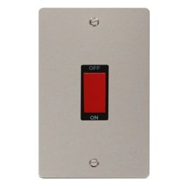 Click FPPN202BK Define Pearl Nickel 2 Gang 45A Vertical 2 Pole Plate Switch - Black Insert image