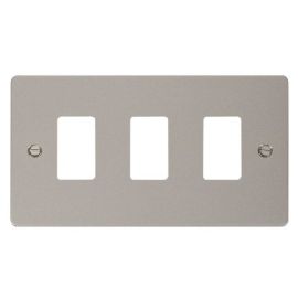 Click FPPN20403 GridPro Pearl Nickel 3 Gang Define Front Plate image