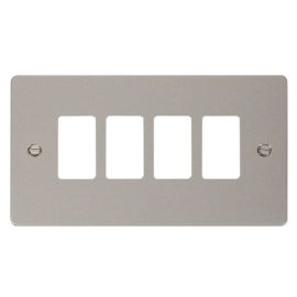 Click FPPN20404 GridPro Pearl Nickel 4 Gang Define Front Plate