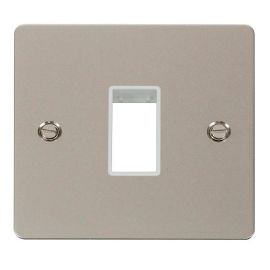Click FPPN401WH MiniGrid Pearl Nickel 1 Gang 1 Aperture Define Unfurnished Front Plate - White Insert image