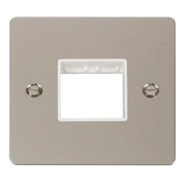 Click FPPN402WH MiniGrid Pearl Nickel 1 Gang 2 Aperture Define Unfurnished Front Plate - White Insert image