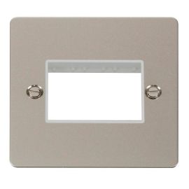 Click FPPN403WH MiniGrid Pearl Nickel 1 Gang 3 Aperture Define Unfurnished Front Plate - White Insert