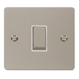 Click FPPN411WH Define Pearl Nickel Ingot 1 Gang 10AX 2 Way Plate Switch - White Insert image