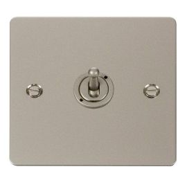 Click FPPN421 Define Pearl Nickel 1 Gang 10AX 2 Way Toggle Plate Switch  image