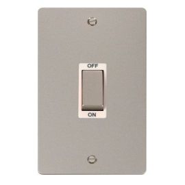 Click FPPN502WH Define Pearl Nickel Ingot 2 Gang 45A Vertical 2 Pole Plate Switch - White Insert image