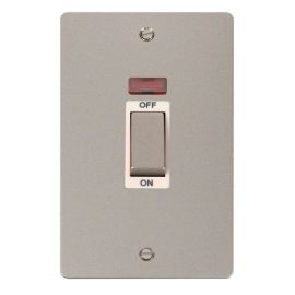 Click FPPN503WH Define Pearl Nickel Ingot 2 Gang 45A Neon Vertical 2 Pole Plate Switch - White Insert image