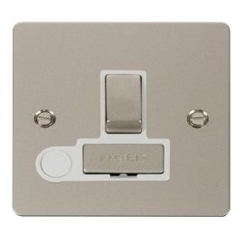 Click FPPN551WH Define Pearl Nickel Ingot 13A 2 Pole Optional Flex Outlet Switched Fused Spur Unit - White Insert image