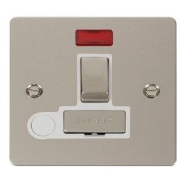 Click FPPN552WH Define Pearl Nickel Ingot 13A Optional Flex Outlet Neon 2 Pole Switched Fused Spur Unit - White Insert image