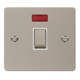 Click FPPN723WH Define Pearl Nickel Ingot 20A Neon 2 Pole Plate Switch - White Insert image