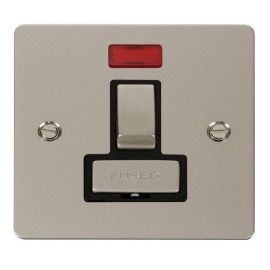 Click FPPN752BK Define Pearl Nickel Ingot 13A Neon 2 Pole Switched Fused Spur Unit - Black Insert