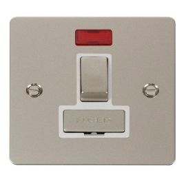 Click FPPN752WH Define Pearl Nickel Ingot 13A Neon 2 Pole Switched Fused Spur Unit - White Insert image