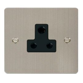 Click FPSS038BK Define Stainless Steel 5A Round Pin Socket Outlet - Black Insert image