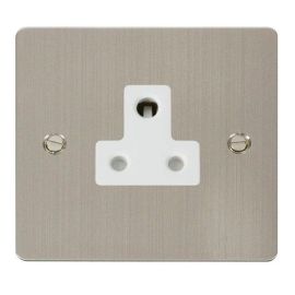 Click FPSS038WH Define Stainless Steel 5A Round Pin Socket Outlet - White Insert
