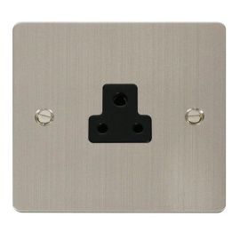 Click FPSS039BK Define Stainless Steel 2A Round Pin Socket Outlet - Black Insert image