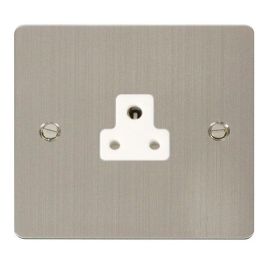 Click FPSS039WH Define Stainless Steel 2A Round Pin Socket Outlet - White Insert image