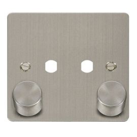 Click FPSS152PL Define Stainless Steel 1 Gang 800W Max 2 Apertur Unfurnished Dimmer Plate and Knobs 