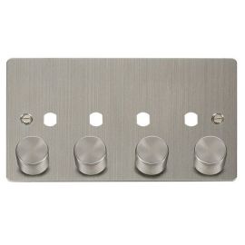Click FPSS154PL Define Stainless Steel 2 Gang 1600W Max 4 Aperture Unfurnished Dimmer Plate and Knobs 