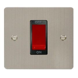 Click FPSS200BK Define Stainless Steel 1 Gang 45A 2 Pole Plate Switch - Black Insert image