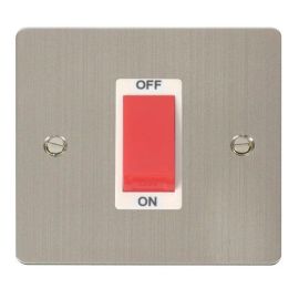 Click FPSS200WH Define Stainless Steel 1 Gang 45A 2 Pole Plate Switch - White Insert image
