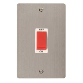 Click FPSS202WH Define Stainless Steel 2 Gang 45A Vertical 2 Pole Plate Switch - White Insert image