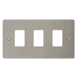 Click FPSS20403 GridPro Stainless Steel 3 Gang Define Front Plate image