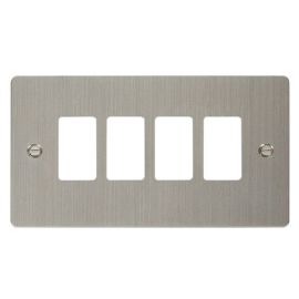 Click FPSS20404 GridPro Stainless Steel 4 Gang Define Front Plate image