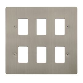 Click FPSS20506 GridPro Stainless Steel 6 Gang Define Front Plate image