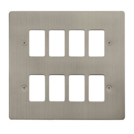 Click FPSS20508 GridPro Stainless Steel 8 Gang Define Front Plate