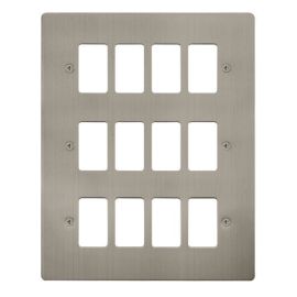 Click FPSS20512 GridPro Stainless Steel 12 Gang Define Front Plate image