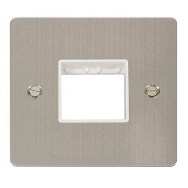 Click FPSS402WH MiniGrid Stainless Steel 1 Gang 2 Aperture Define Unfurnished Front Plate - White Insert image