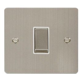 Click FPSS411WH Define Stainless Steel Ingot 1 Gang 10AX 2 Way Plate Switch - White Insert image