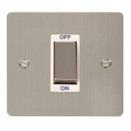 Click FPSS500WH Define Stainless Steel Ingot 1 Gang 45A 2 Pole Plate Switch - White Insert