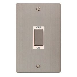 Click FPSS502WH Define Stainless Steel Ingot 2 Gang 45A Vertical 2 Pole Plate Switch - White Insert image