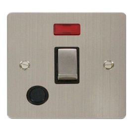 Click FPSS523BK Define Stainless Steel Ingot 20A Optional Flex Outlet Neon 2 Pole Plate Switch - Black Insert image