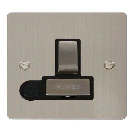 Click FPSS551BK Define Stainless Steel Ingot 13A 2 Pole Optional Flex Outlet Switched Fused Spur Unit - Black Insert