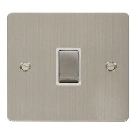 Click FPSS722WH Define Stainless Steel Ingot 20A 2 Pole Plate Switch - White Insert