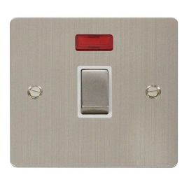 Click FPSS723WH Define Stainless Steel Ingot 20A Neon 2 Pole Plate Switch - White Insert image