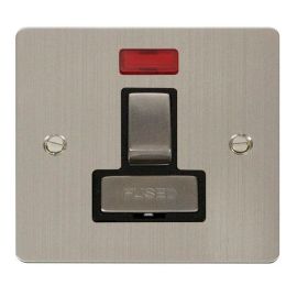 Click FPSS752BK Define Stainless Steel Ingot 13A Neon 2 Pole Switched Fused Spur Unit - Black Insert image