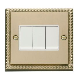 Click GCBR013WH Deco Georgian Style 3 Gang 10AX 2 Way Plate Switch - White Insert image