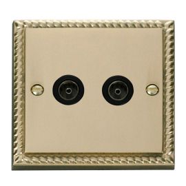 Click GCBR066BK Deco Georgian Style 2 Gang Non-Isolated Co-Axial Socket - Black Insert image