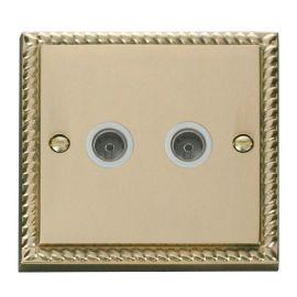 Click GCBR066WH Deco Georgian Style 2 Gang Non-Isolated Co-Axial Socket - White Insert image