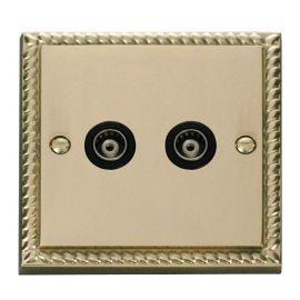 Click GCBR159BK Deco Georgian Style 2 Gang Isolated Co-Axial Socket - Black Insert image