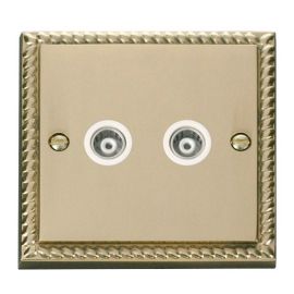 Click GCBR159WH Deco Georgian Style 2 Gang Isolated Co-Axial Socket - White Insert image