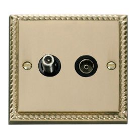 Click GCBR170BK Deco Georgian Style Non-Isolated Co-Axial and Satellite Socket - Black Insert image