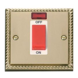 Click GCBR201WH Deco Georgian Style 1 Gang 45A 2 Pole Neon Switch - White Insert image