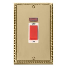 Click GCBR203WH Deco Georgian Style 2 Gang 45A 2 Pole Neon Switch - White Insert image