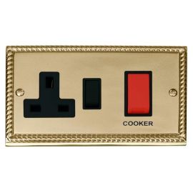 Click GCBR204BK Deco Georgian Style 45A Cooker Switch Unit with 13A 2 Pole Switched Socket - Black Insert image