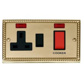 Click GCBR205BK Deco Georgian Style 45A Cooker Switch Unit with 13A 2 Pole Neon Switched Socket - Black Insert image