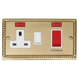 Click GCBR205WH Deco Georgian Style 45A Cooker Switch Unit with 13A 2 Pole Neon Switched Socket - White Insert image
