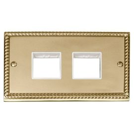 Click GCBR404WH MiniGrid Georgian Style 2 Gang 2x2 Aperture Deco Unfurnished Front Plate - White Insert image